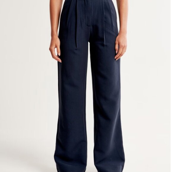 Abercrombie & Fitch Curve Love Sloane Tailored Wide Leg Pant (Size 10, Navy) - Picture 2 of 7